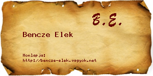 Bencze Elek névjegykártya