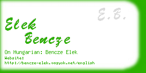 elek bencze business card